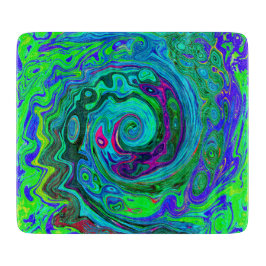 Groovy Abstrakt Retro Grün und Blau Swirl Schneidebrett