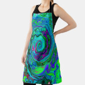 Groovy Abstrakt Retro Grün und Blau Swirl Schürze (InSitu)