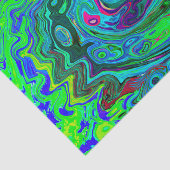 Groovy Abstrakt Retro Grün und Blau Swirl Seidenpapier (Ausschnitt)