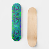 Groovy Abstrakt Retro Grün und Blau Swirl Skateboard (Vorderseite)