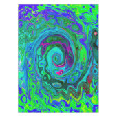 Groovy Abstrakt Retro Grün und Blau Swirl Tischdecke (Vorderseite)