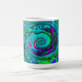 Groovy Abstrakt Retro Grün und Blau Swirl Verwandlungstasse (Zentrum)