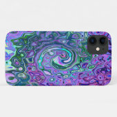 Groovy Abstrakt Retro Grün und Lila Swirl Case-Mate iPhone Hülle (Rückseite (Horizontal))