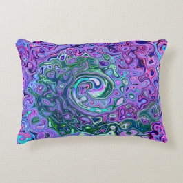 Groovy Abstrakt Retro Grün und Lila Swirl Dekokissen