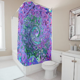 Groovy Abstrakt Retro Grün und Lila Swirl Duschvorhang