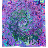 Groovy Abstrakt Retro Grün und Lila Swirl Duschvorhang (Vorderseite)