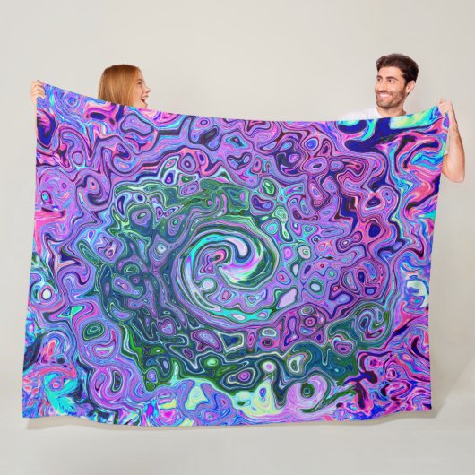 Groovy Abstrakt Retro Grün und Lila Swirl Fleecedecke (Beispiel)