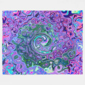 Groovy Abstrakt Retro Grün und Lila Swirl Fleecedecke (Vorderseite (Horizontal))