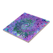 Groovy Abstrakt Retro Grün und Lila Swirl Fliese (Seite)