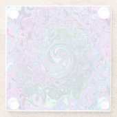 Groovy Abstrakt Retro Grün und Lila Swirl Glasuntersetzer (Rückseite)