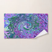 Groovy Abstrakt Retro Grün und Lila Swirl Handtuch (Handtuch)