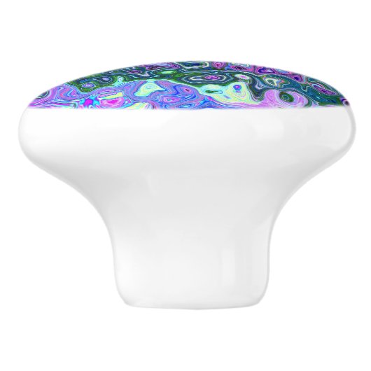 Groovy Abstrakt Retro Grün und Lila Swirl Keramikknauf (Seitenansicht)