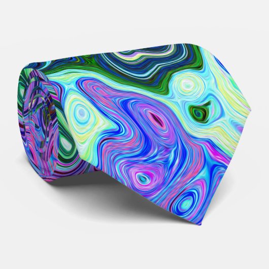 Groovy Abstrakt Retro Grün und Lila Swirl Krawatte (Gerollt)