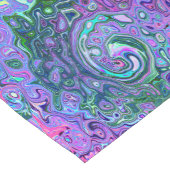 Groovy Abstrakt Retro Grün und Lila Swirl Kurzer Tischläufer (Ecke)