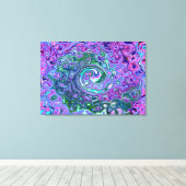 Groovy Abstrakt Retro Grün und Lila Swirl Leinwanddruck (Insitu (Holzboden))