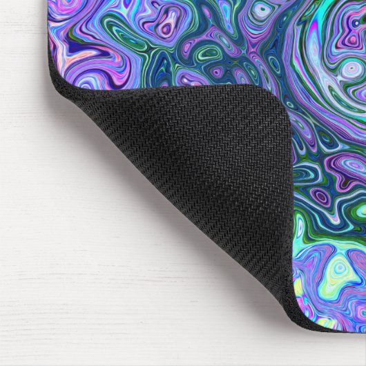 Groovy Abstrakt Retro Grün und Lila Swirl Mousepad (Ecke)
