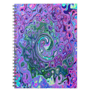 Groovy Abstrakt Retro Grün und Lila Swirl Notizblock