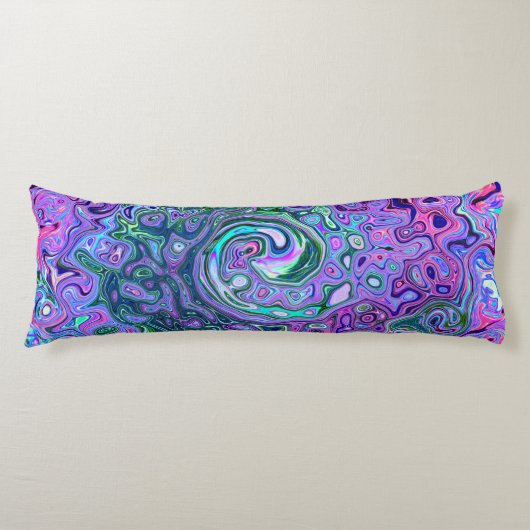 Groovy Abstrakt Retro Grün und Lila Swirl Seitenschläferkissen (Vorderseite)