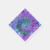 Groovy Abstrakt Retro Grün und Lila Swirl Serviette (Ecke)
