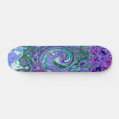 Groovy Abstrakt Retro Grün und Lila Swirl Skateboard (Horizontal)