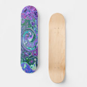 Groovy Abstrakt Retro Grün und Lila Swirl Skateboard (Vorderseite)