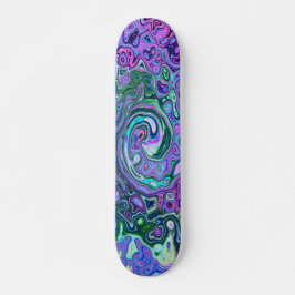Groovy Abstrakt Retro Grün und Lila Swirl Skateboard