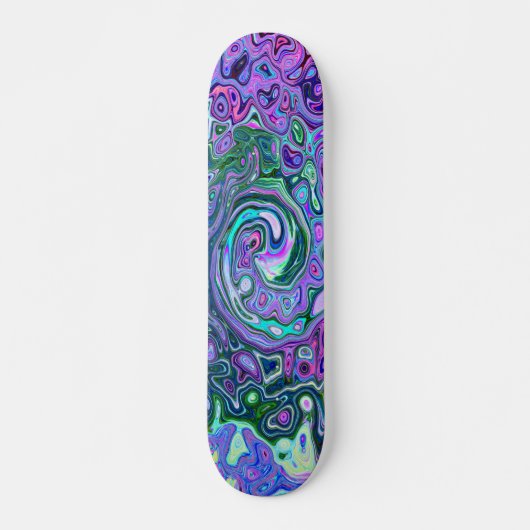 Groovy Abstrakt Retro Grün und Lila Swirl Skateboard (Vorne)