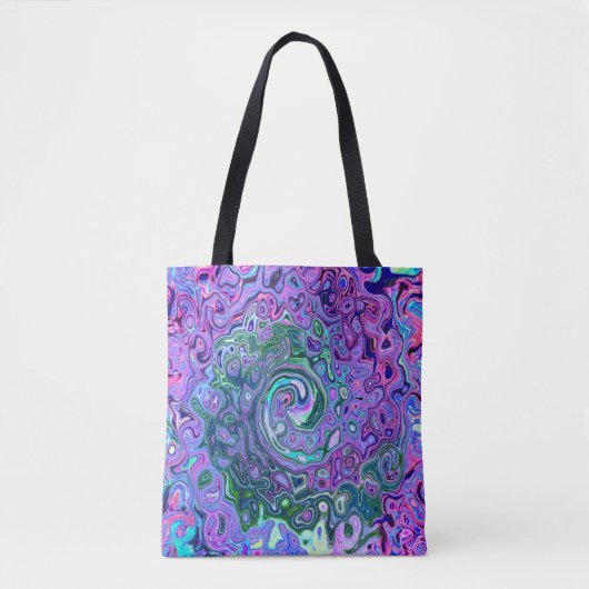 Groovy Abstrakt Retro Grün und Lila Swirl Tasche (Vorderseite)
