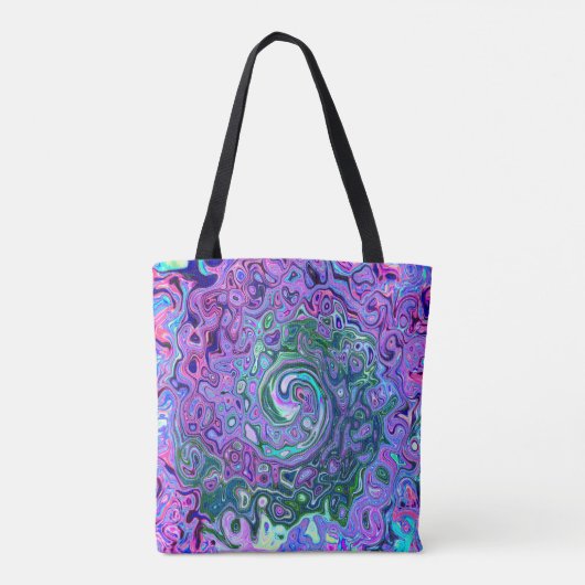 Groovy Abstrakt Retro Grün und Lila Swirl Tasche (Rückseite)