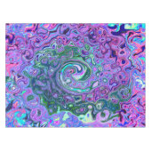 Groovy Abstrakt Retro Grün und Lila Swirl Tischdecke (Vorderseite (Horizontal))