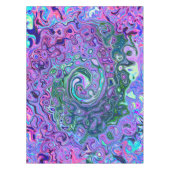 Groovy Abstrakt Retro Grün und Lila Swirl Tischdecke (Vorderseite)