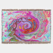 Groovy Abstrakt Retro Hot Pink und Blue Swirl Decke (Vorderseite)