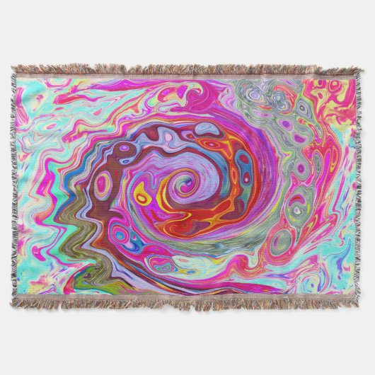 Groovy Abstrakt Retro Hot Pink und Blue Swirl Decke (Vorderseite)