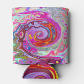 Groovy Abstrakt Retro Hot Pink und Blue Swirl Dosenkühler (Rückseite)