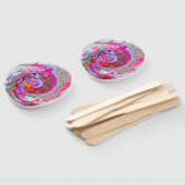 Groovy Abstrakt Retro Hot Pink und Blue Swirl Fächer (Non-assembled)