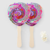 Groovy Abstrakt Retro Hot Pink und Blue Swirl Fächer (Vorne und Hinten)