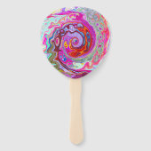 Groovy Abstrakt Retro Hot Pink und Blue Swirl Fächer (Rückseite)