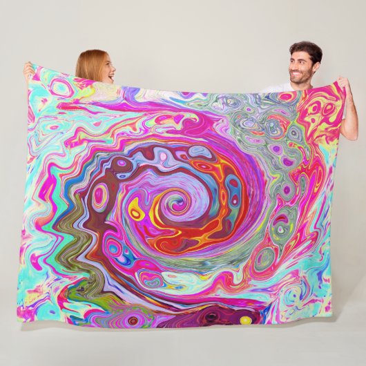 Groovy Abstrakt Retro Hot Pink und Blue Swirl Fleecedecke (Beispiel)