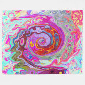 Groovy Abstrakt Retro Hot Pink und Blue Swirl Fleecedecke (Vorderseite (Horizontal))