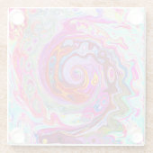 Groovy Abstrakt Retro Hot Pink und Blue Swirl Glasuntersetzer (Rückseite)