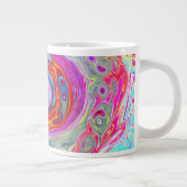 Groovy Abstrakt Retro Hot Pink und Blue Swirl Jumbo-Tasse (Rechts)