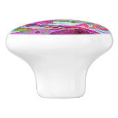Groovy Abstrakt Retro Hot Pink und Blue Swirl Keramikknauf (Seitenansicht)