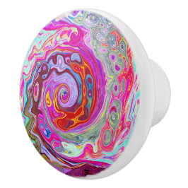 Groovy Abstrakt Retro Hot Pink und Blue Swirl Keramikknauf