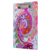 Groovy Abstrakt Retro Hot Pink und Blue Swirl Klemmbrett (Links)