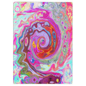 Groovy Abstrakt Retro Hot Pink und Blue Swirl Klemmbrett (Rückseite)