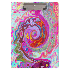 Groovy Abstrakt Retro Hot Pink und Blue Swirl Klemmbrett