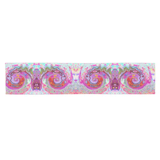 Groovy Abstrakt Retro Hot Pink und Blue Swirl Kurzer Tischläufer (Horizontal)