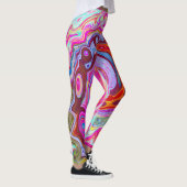 Groovy Abstrakt Retro Hot Pink und Blue Swirl Leggings (Rechts)