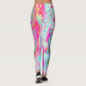Groovy Abstrakt Retro Hot Pink und Blue Swirl Leggings (Rückseite)
