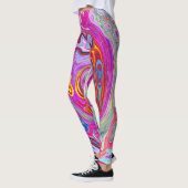 Groovy Abstrakt Retro Hot Pink und Blue Swirl Leggings (Links)